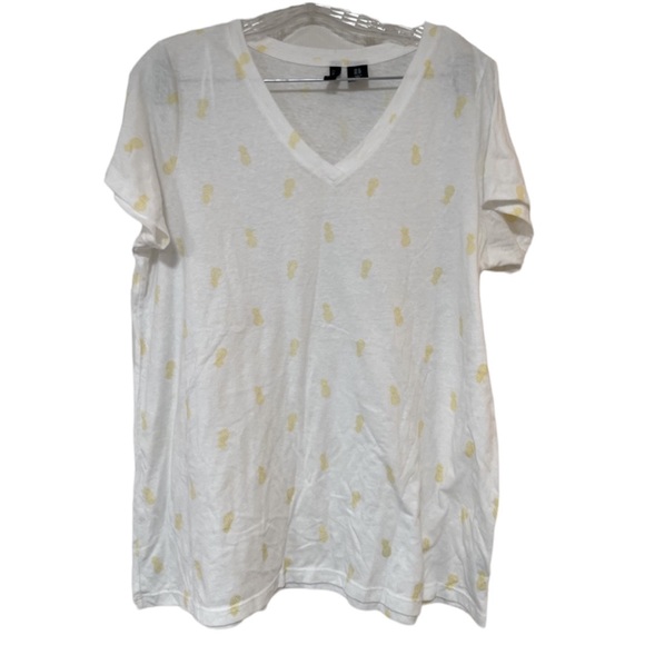 Cynthia Rowley Plus White Tshirt with Pineapples 1XL - Picture 1 of 5